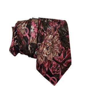 Vintage Asian Sin Dong-A Necktie Floral Tie Mauve Pink‎ Green Church Office